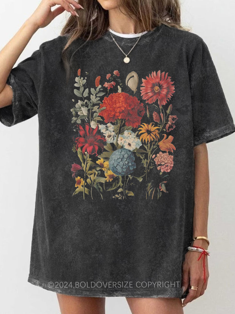 Vintage Boho Wildflowers Washed T-Shirt