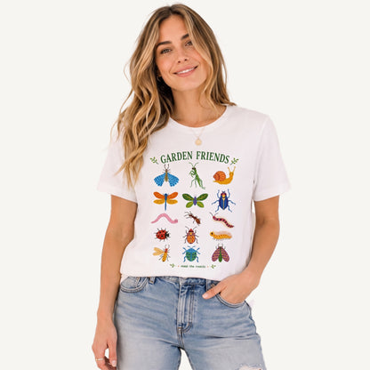 Garden Friends Insect Chart Print Crew Neck Cotton Tee