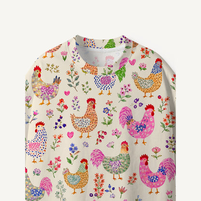 Colorful Farm Chickens print Premium Eco Tee