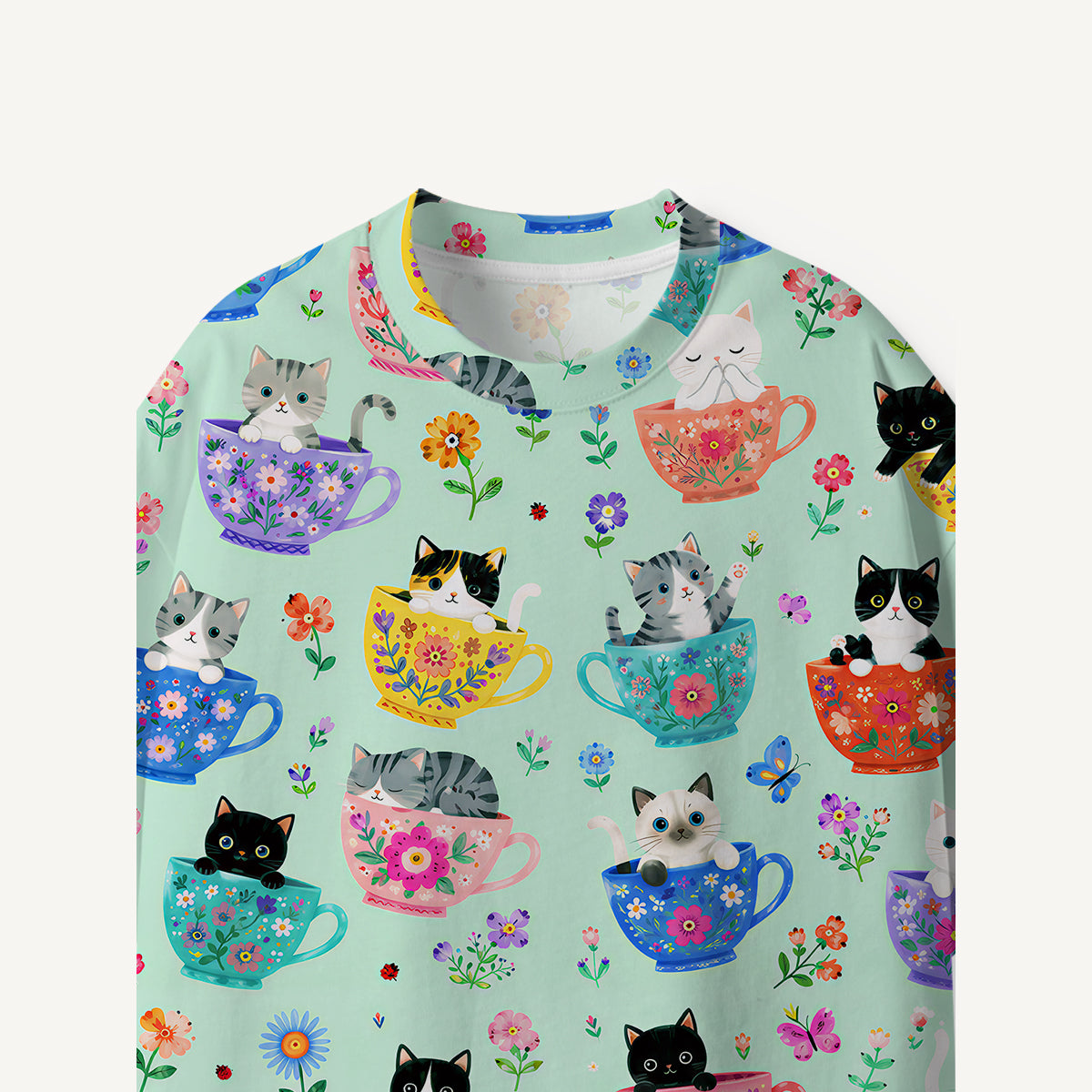 Cute Teacup Kitten print Premium Eco Tee