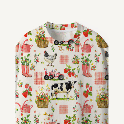 Watercolor Pink Farm Chicken print Premium Eco Tee