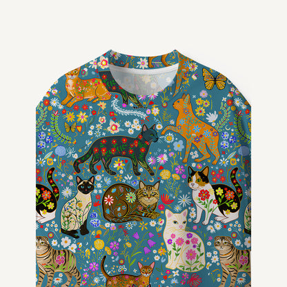 Colorful Garden Cat Pattern print Premium Eco Tee