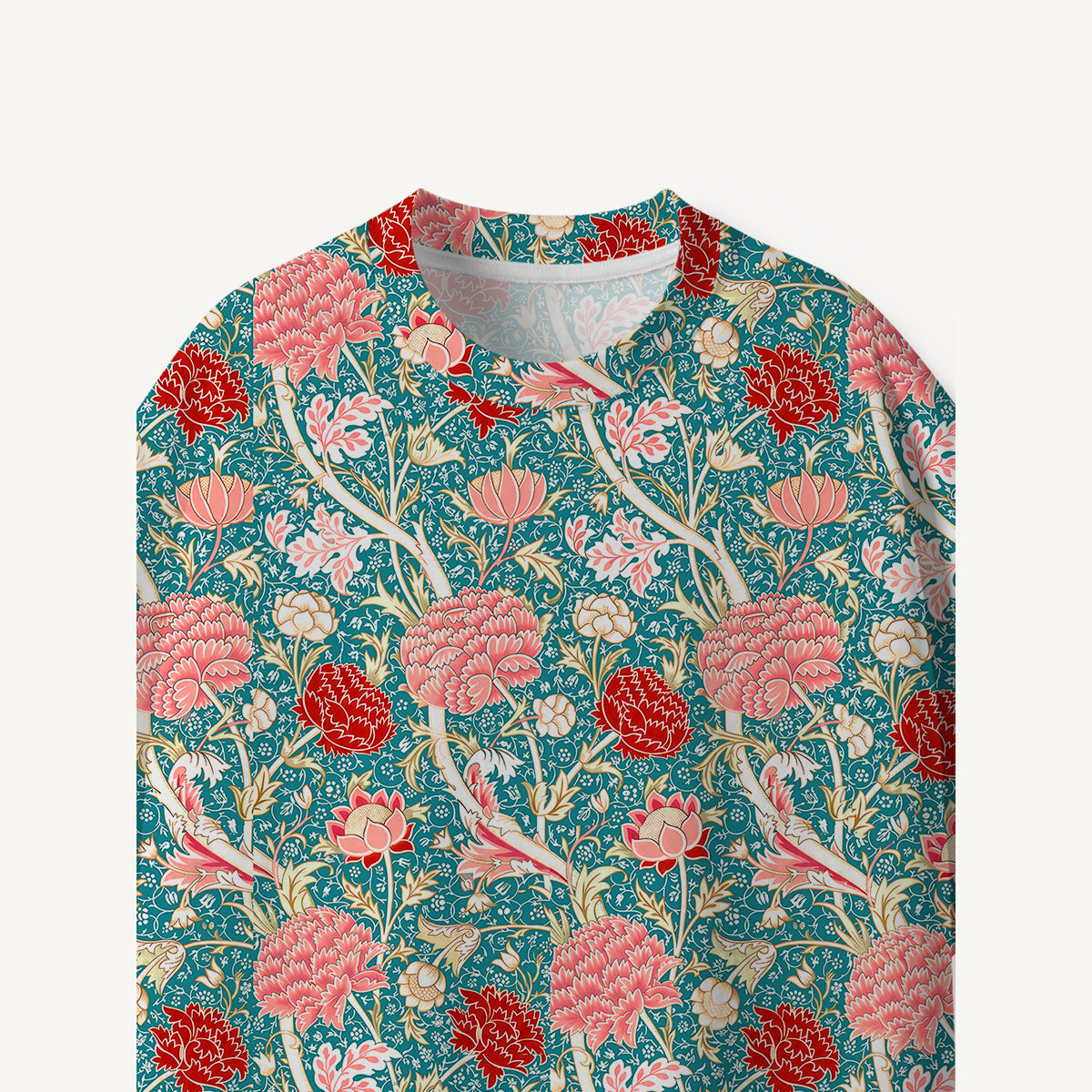 Vintage Peony Lotus Floral print Premium Eco Tee