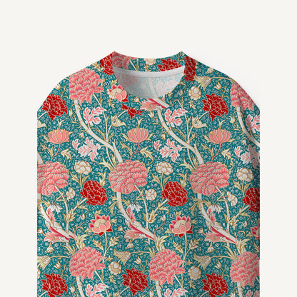 Vintage Peony Lotus Floral print Premium Eco Tee