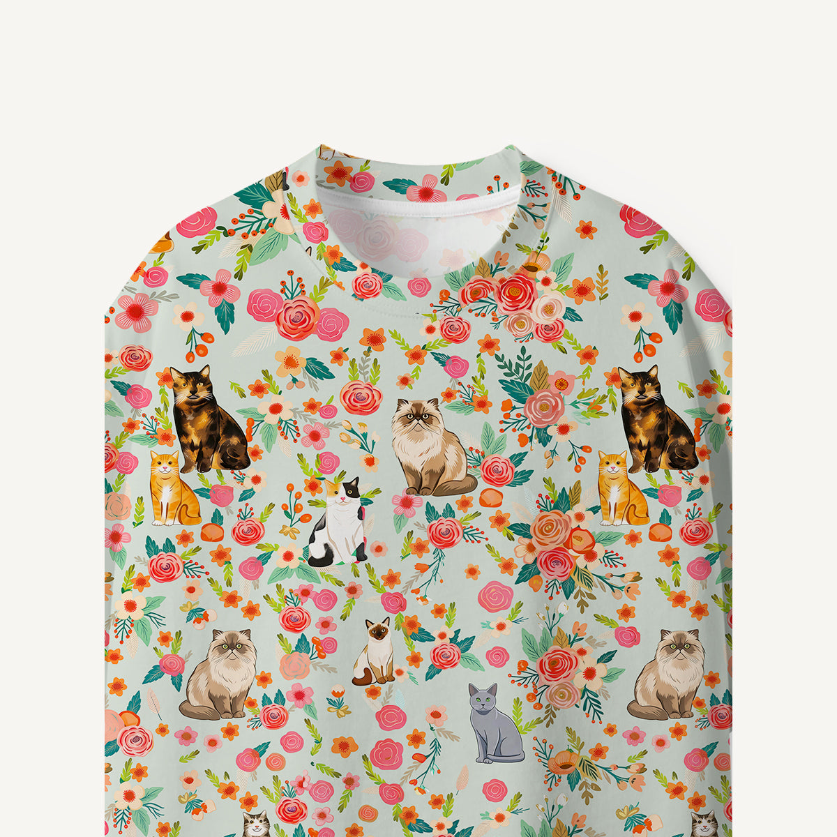 Flower Cat print Premium Eco Tee