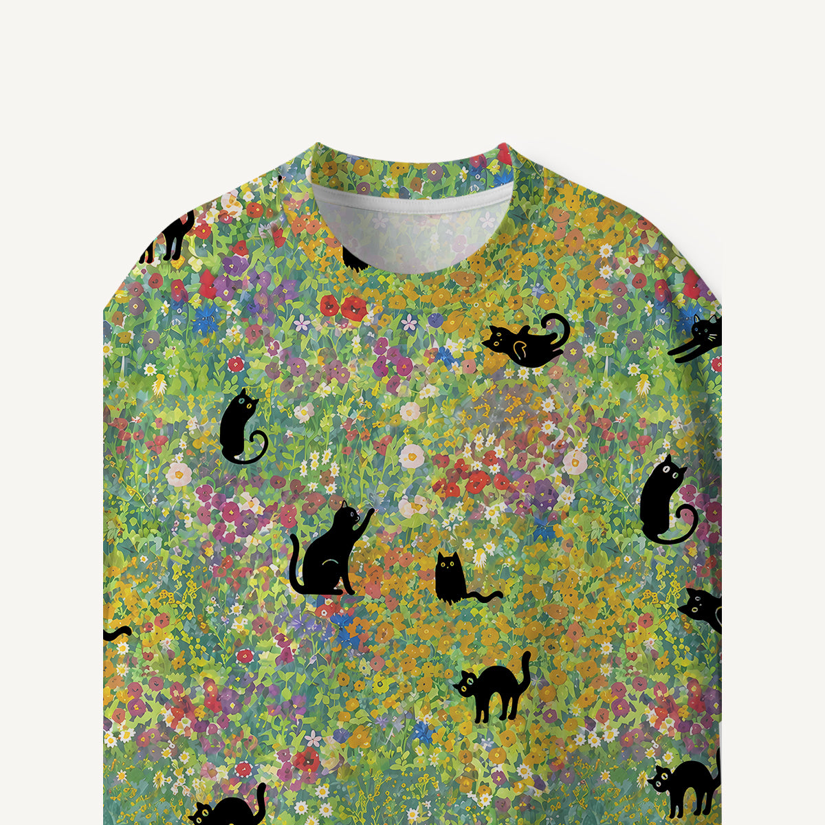 Wildflower Garden Black Cat print Premium Eco Tee