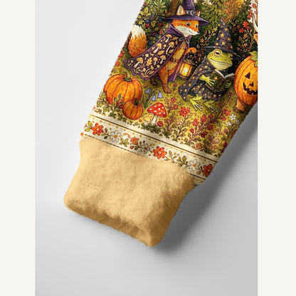 Halloween Pumpkin Fairy Forest Print Halloween Ugly Cardigan Sweaters