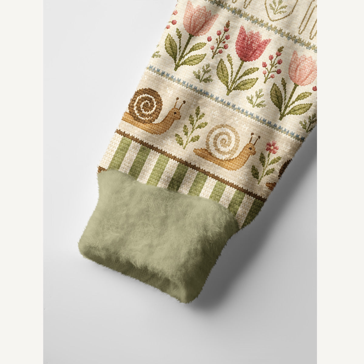 Garden Tales Snail & Tulip Print Ugly Cardigan Sweaters