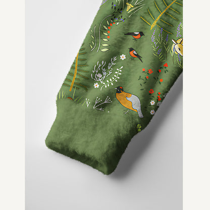 Whimsical Woodland Animal Print Ugly Cardigan Sweaters