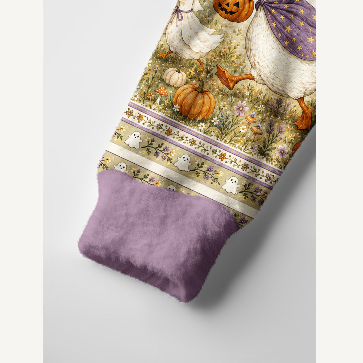Moonlit Pumpkin Goose Parade Print Ugly Cardigan Sweaters