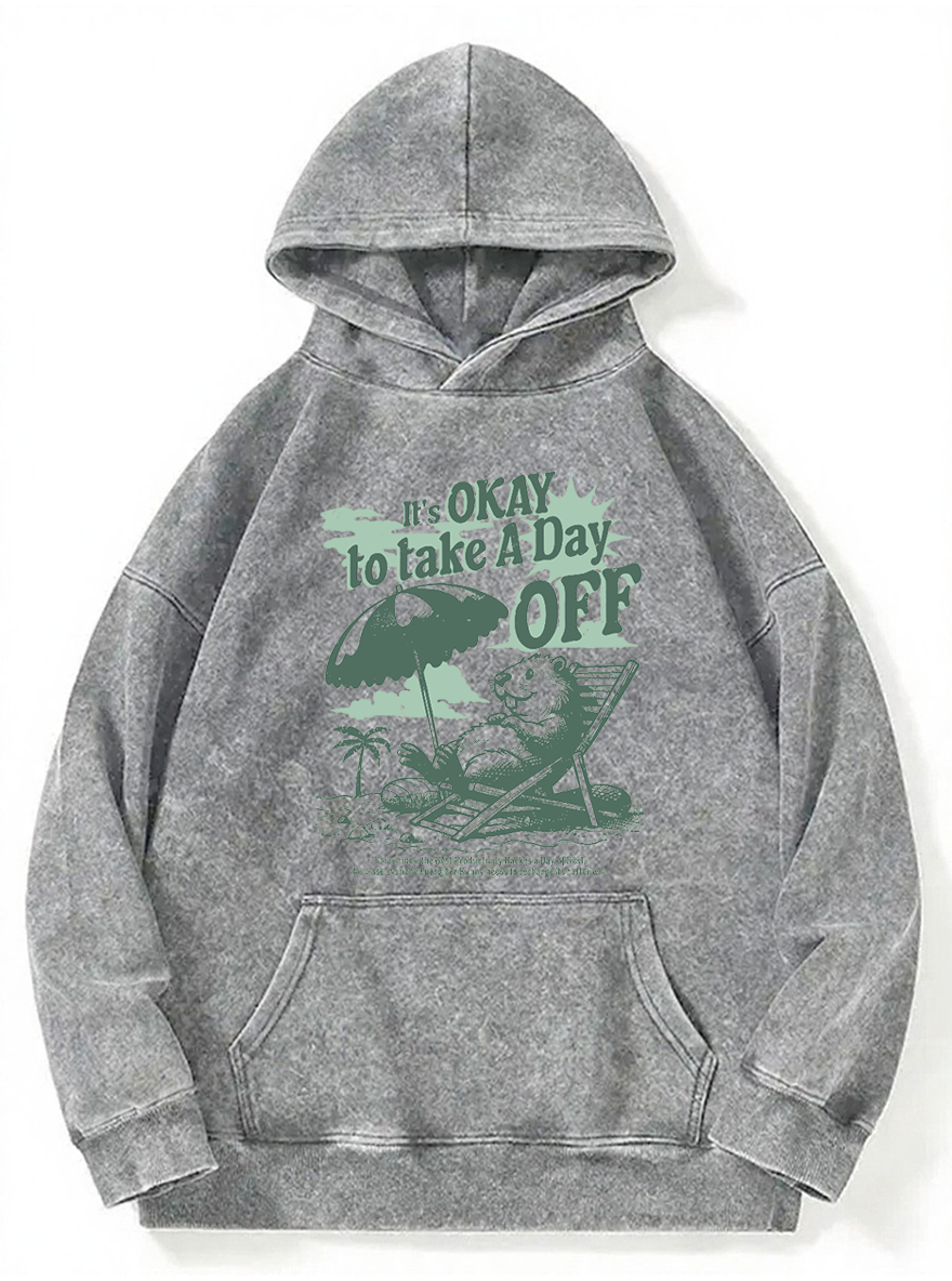 Vintage It'S Okay To Take A Day Off  Mouse Washed Hoodie