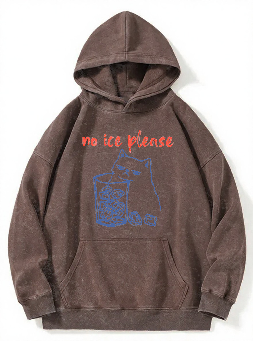 Vintage No Ice Please Cat Washed Hoodie
