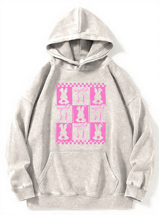 Vintage Checkered Coquette Washed Hoodie