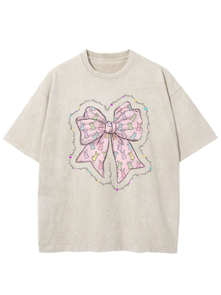 Vintage Easter Pink Bow Washed T-Shirt