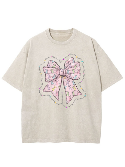 Vintage Easter Pink Bow Washed T-Shirt