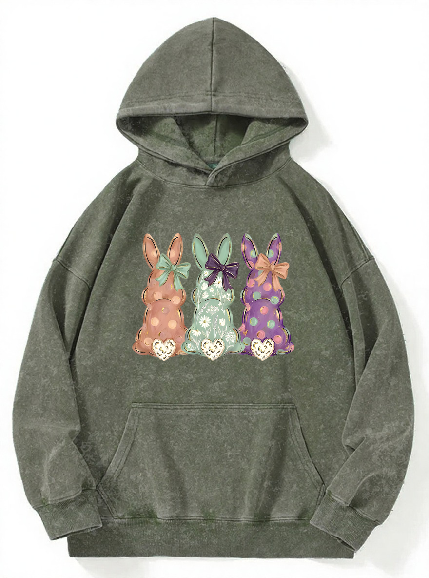 Vintage Bunnies Hand-Painted Washed Hoodie
