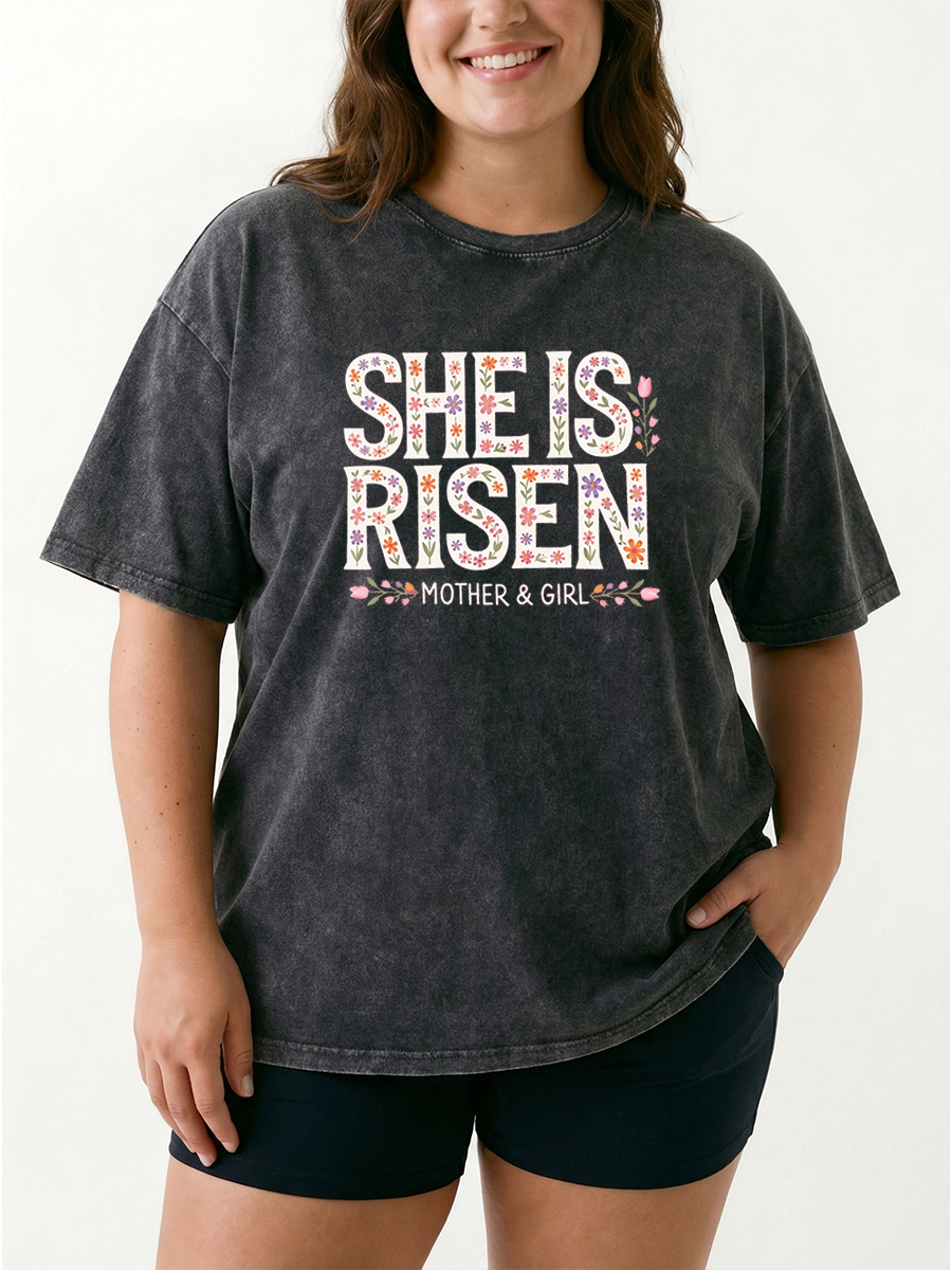 Vintage She Is Risen Washed T-Shirt