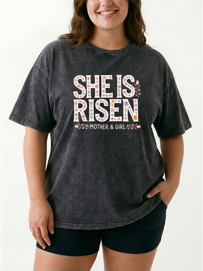 Vintage She Is Risen Washed T-Shirt