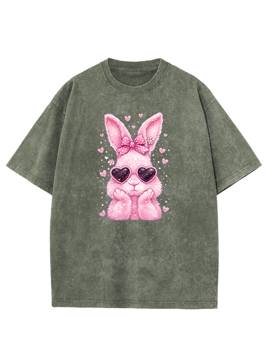 Vintage Cute Easter Bunny Washed T-Shirt