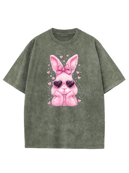 Vintage Cute Easter Bunny Washed T-Shirt