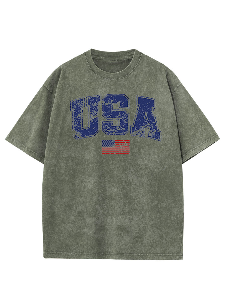 Vintage Retro Usa Washed T-Shirt