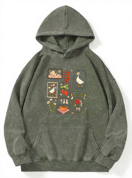 Vintage Strawberry Goose Wasted Washed Hoodie