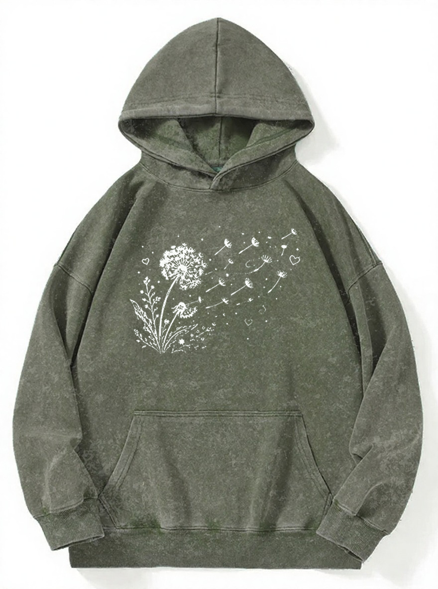 Vintage Dandelion Wildflower Washed Hoodie