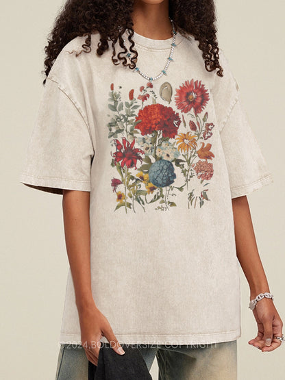 Vintage Boho Wildflowers Washed T-Shirt