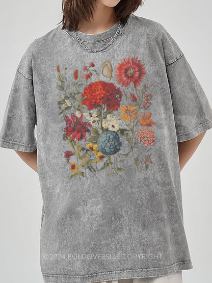 Vintage Boho Wildflowers Washed T-Shirt