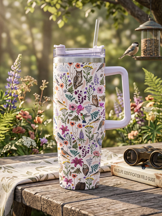 Whimsical Woodland Birds Wildflowers 40oz Tumbler