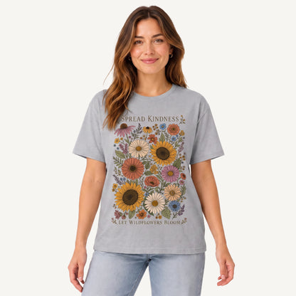 Kindness Wildflower Garden Print Crew Neck Cotton Tee