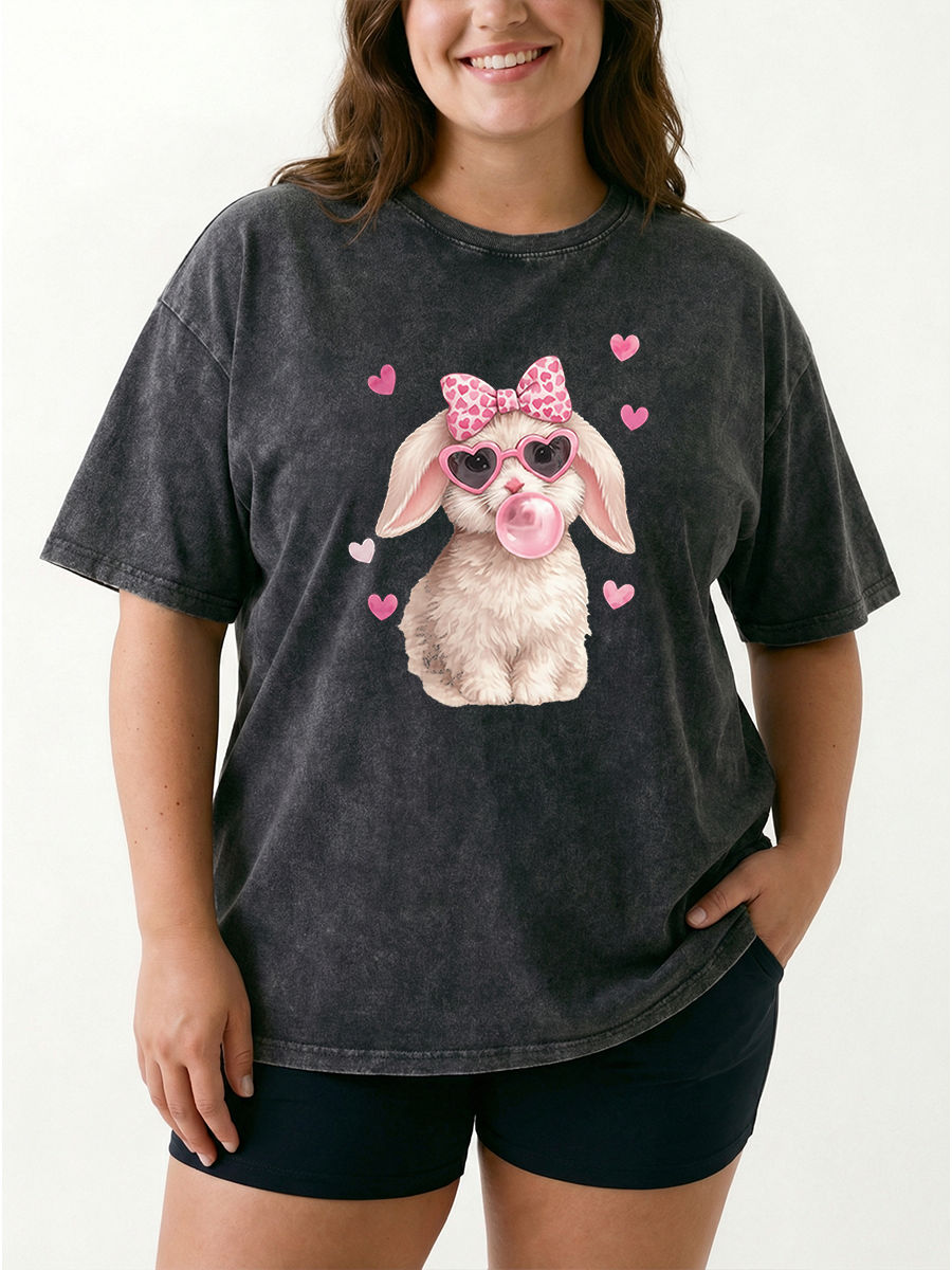 Vintage Easter Cute Bunny Washed T-Shirt