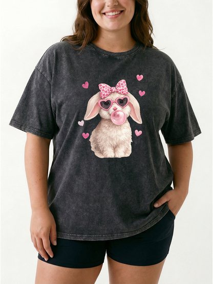 Vintage Easter Cute Bunny Washed T-Shirt