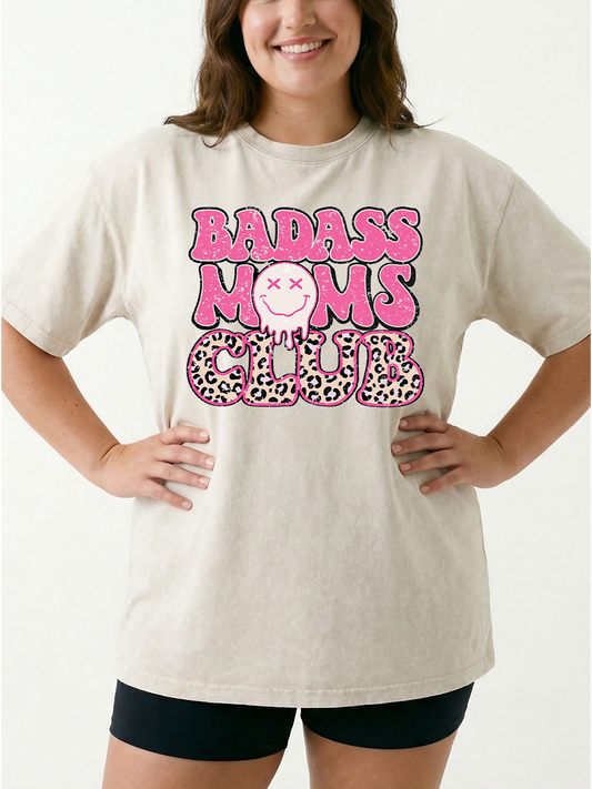 Vintage Badass Mom Club Washed T-Shirt