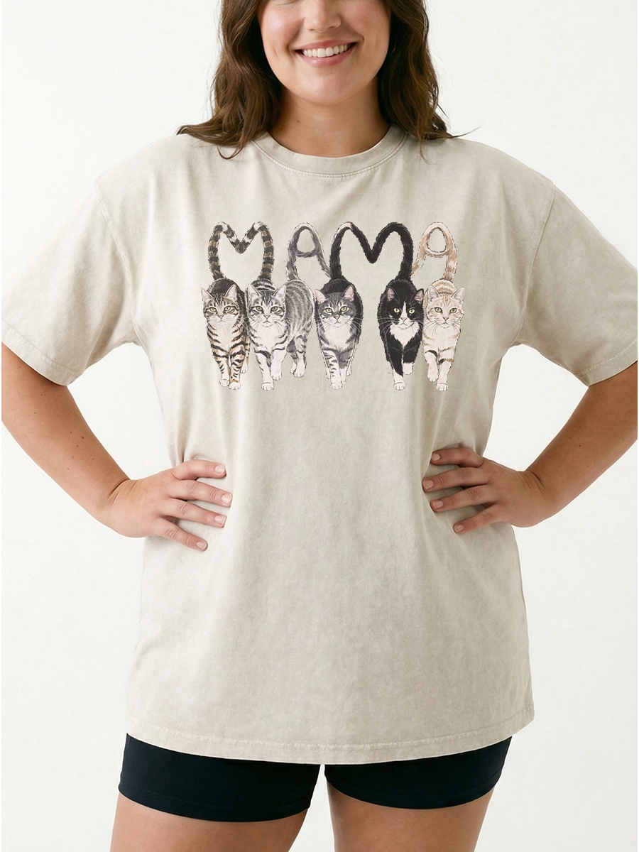 Vintage Mama Cat Washed T-Shirt