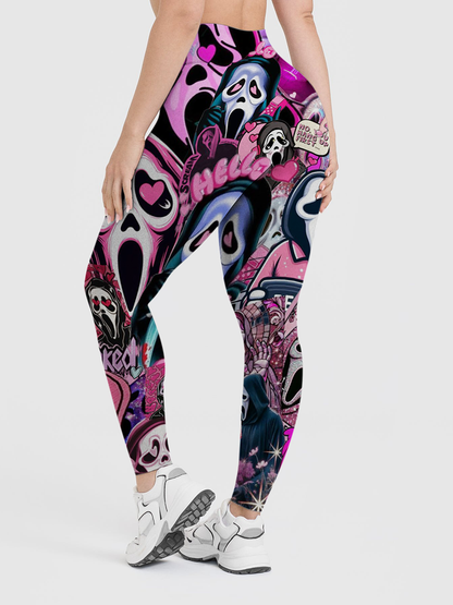 Vintage Heart Ghostface Y2K Collage Leggings