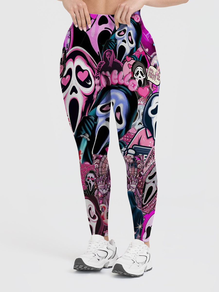 Vintage Heart Ghostface Y2K Collage Leggings