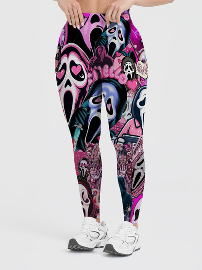 Vintage Heart Ghostface Y2K Collage Leggings
