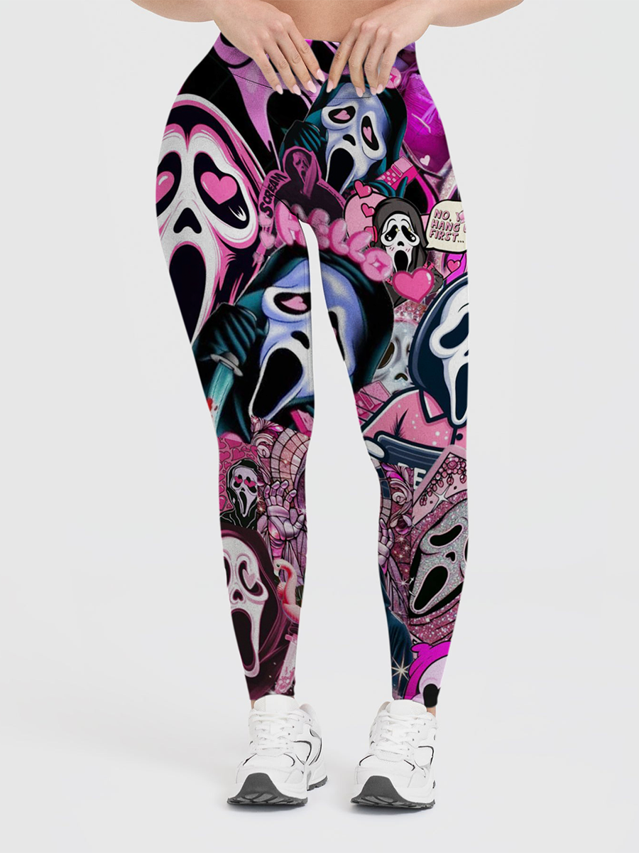 Vintage Heart Ghostface Y2K Collage Leggings