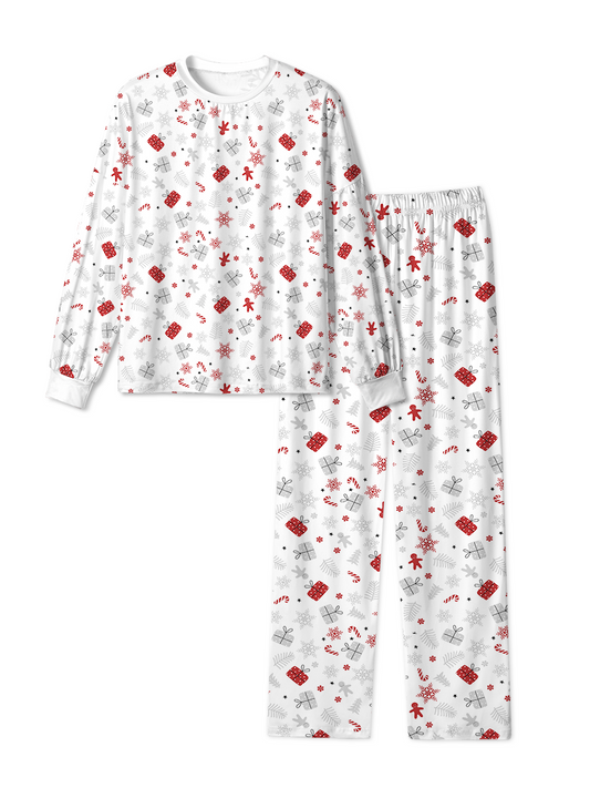 Vintage Gray Red Gift Floral Christmas Pajamas