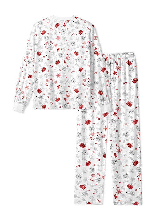 Vintage Gray Red Gift Floral Christmas Pajamas