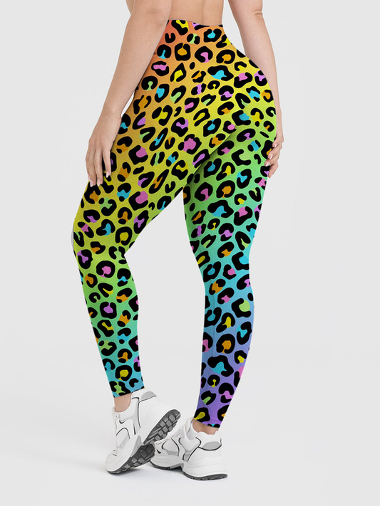 Vintage Rainbow Gradient Neon Multicolor Leggings