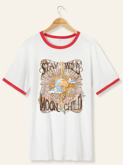 Vintage Stay Wild Moon Child Ringer Tee