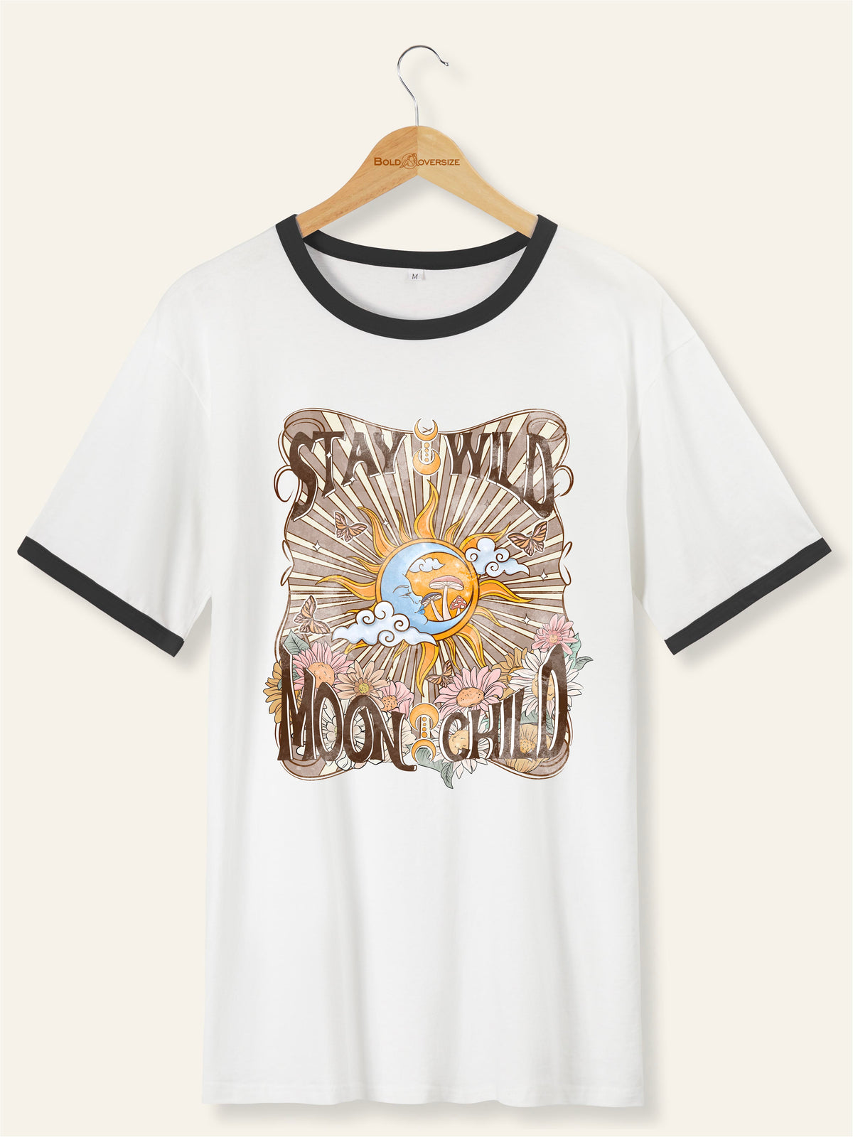 Vintage Stay Wild Moon Child Ringer Tee