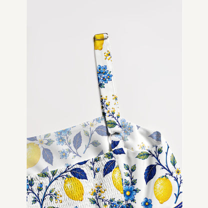 Blue Lemon Floral Print Wide Straps Maxi Dress With Pockets