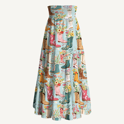Boots Flower Print Convertible Maxi Skirt & Strapless Dress