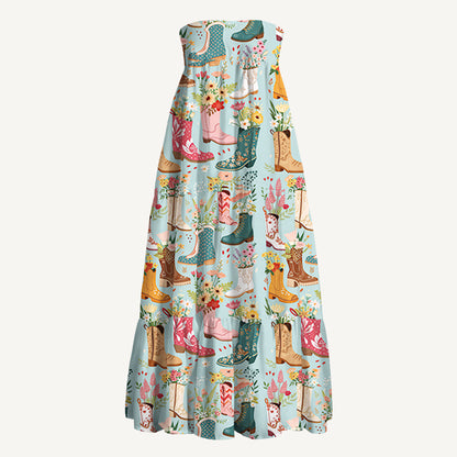 Boots Flower Print Convertible Maxi Skirt & Strapless Dress