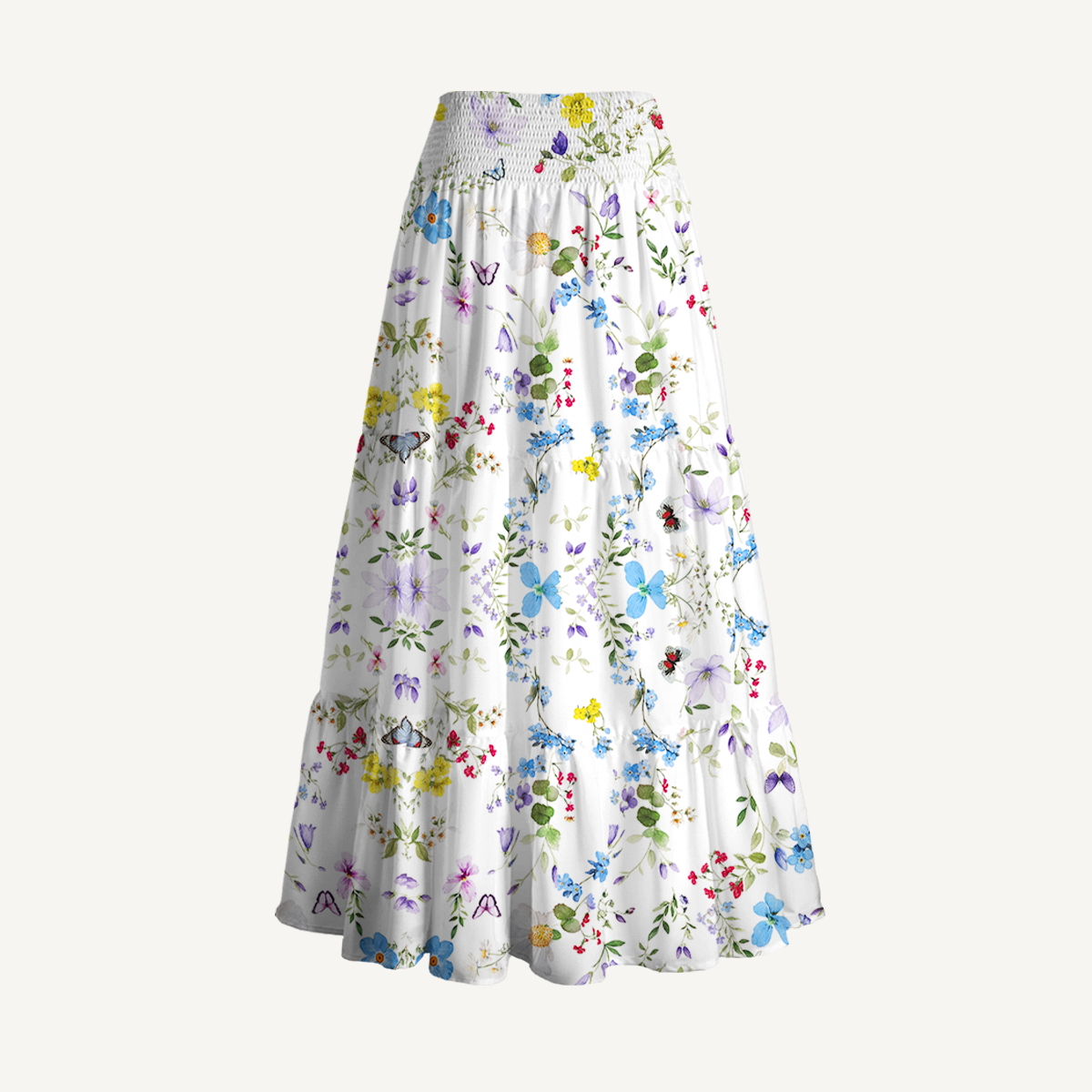 Butterfly Trail Print Convertible Maxi Skirt & Strapless Dress