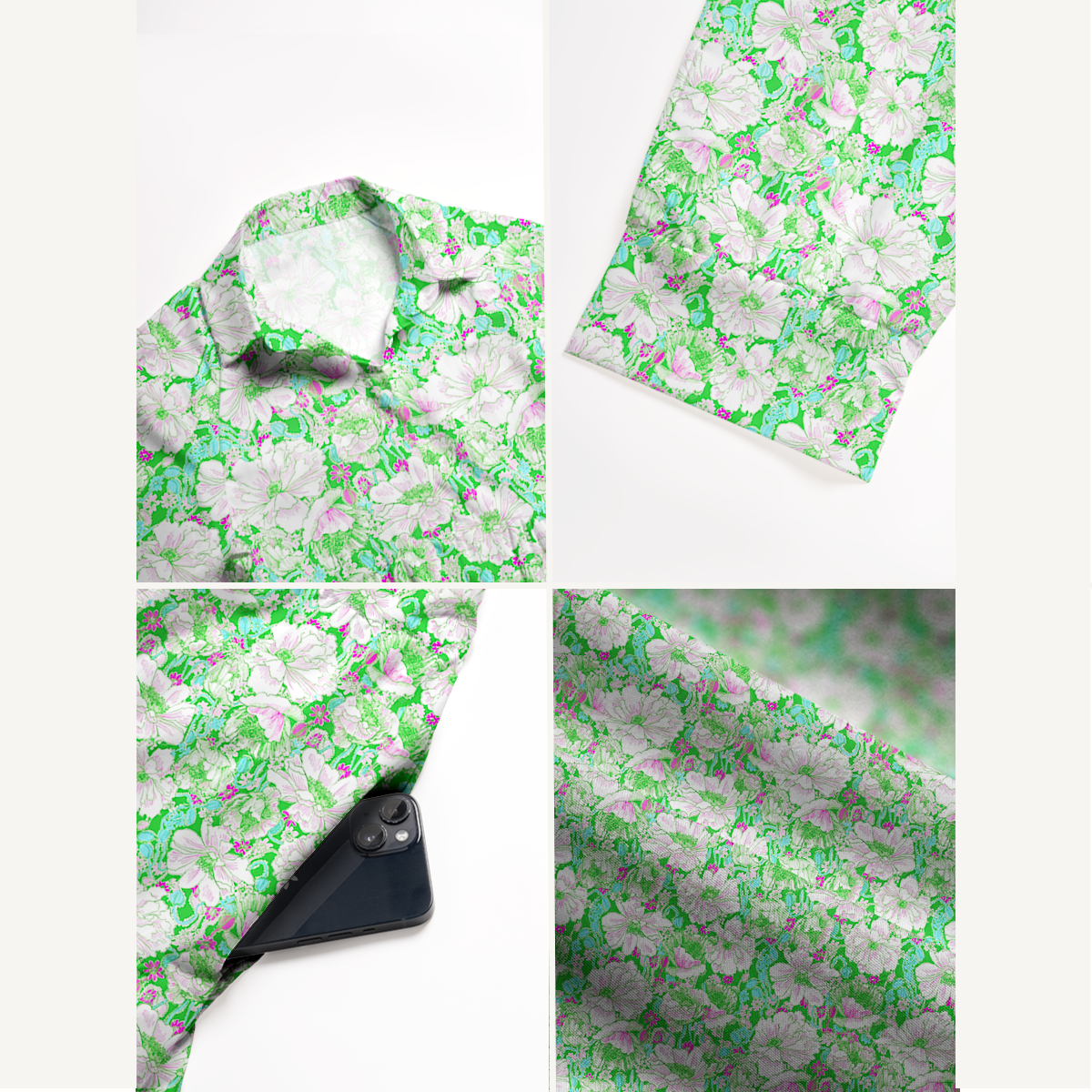 V Neck Collared Mint Garden Women Midi Dress With Pockets