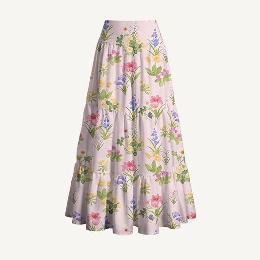 Delicate Blossom Print Convertible Maxi Skirt & Strapless Dress